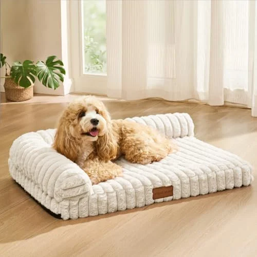 2-Sided Calming Dog Bed — ivory